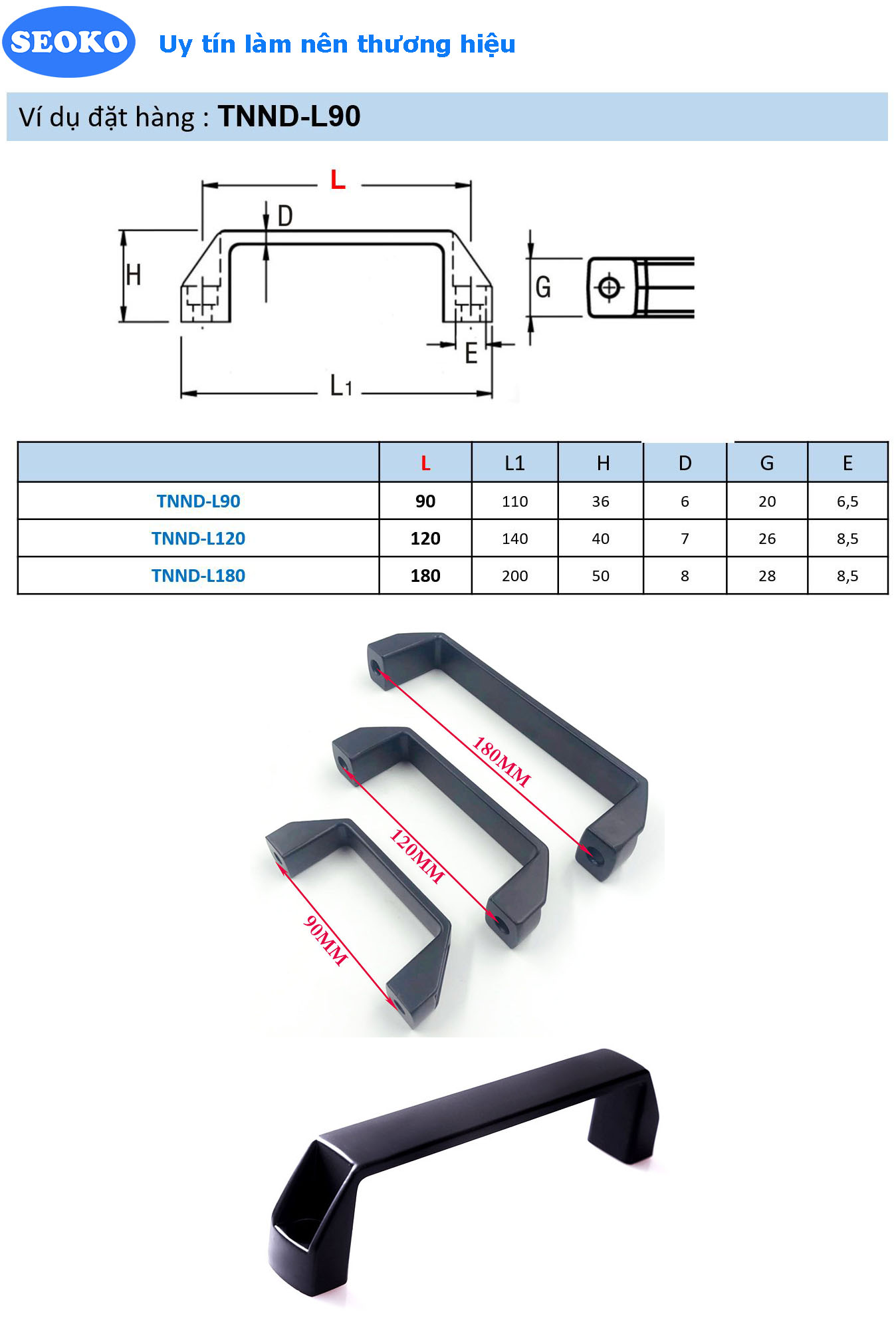 Tay nắm cửa nhôm đen