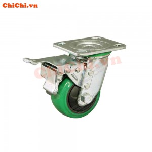 Bánh xe đẩy BIK PU xanh nhựa Khóa2